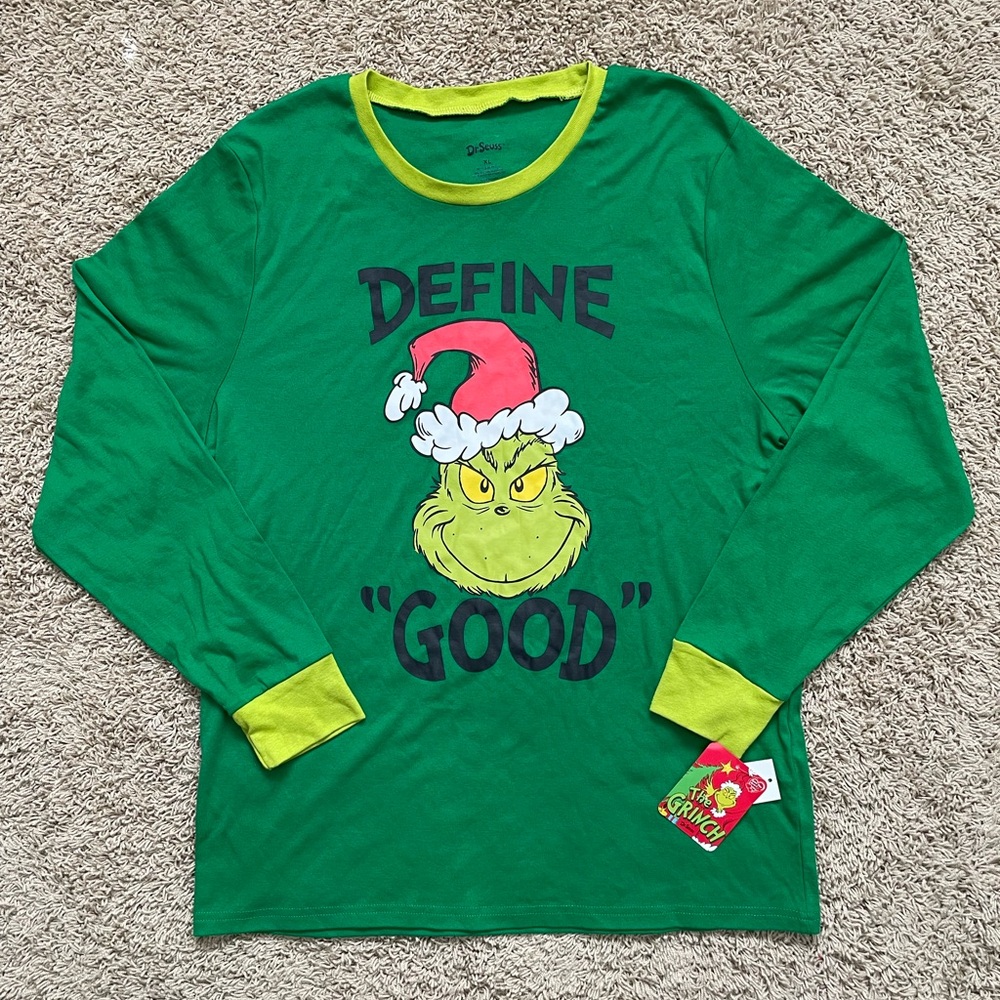 NWT Dr. Seuss DEFINE GOOD Christmas Grinch Green Sleepwear Men’s XL
